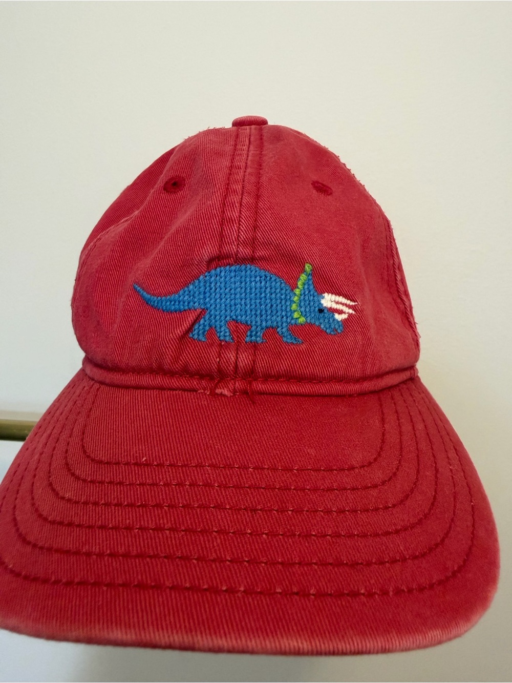 Kids Red Dino Embroidered Baseball Hat